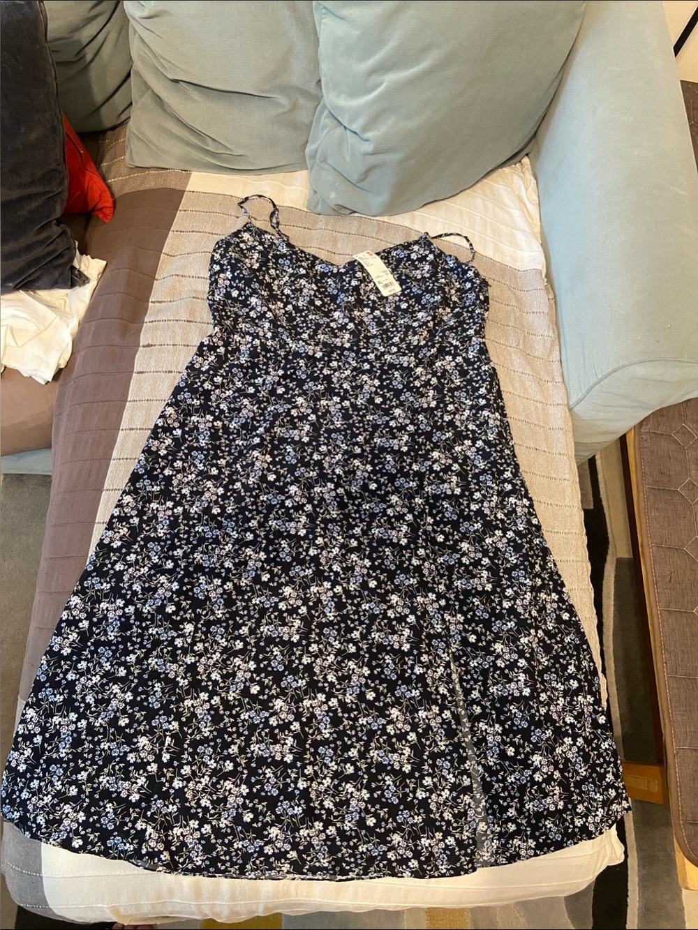 Uniqlo Navy Floral Spaghetti Strap Sundress NWT